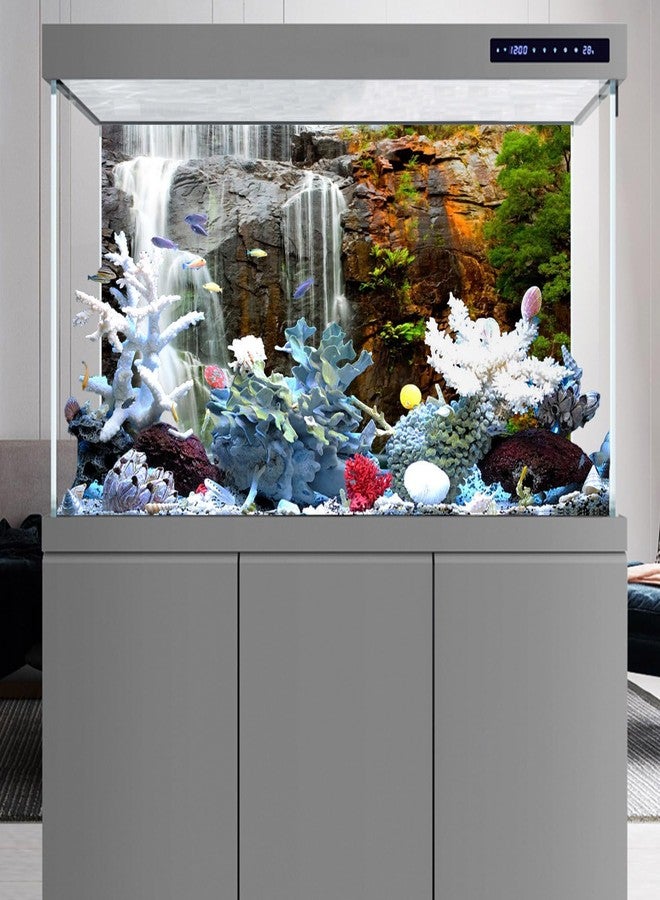 AWERT 24x12 inches Waterfall Terrarium Background Tropical Aquarium Background Mountain Lake Reptile Habitat Background Durable Polyester Background - Image 5